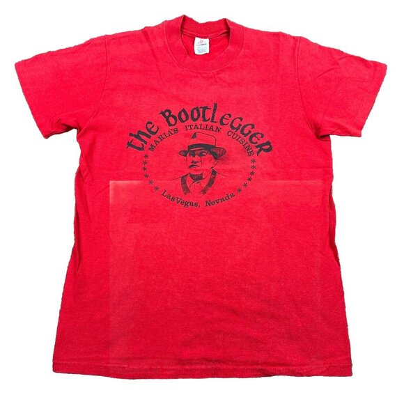 VTG Stedman The Bootlegger Italian Cuisine Las Vegas T-shirt Single Stitch USA M - Picture 1 of 7